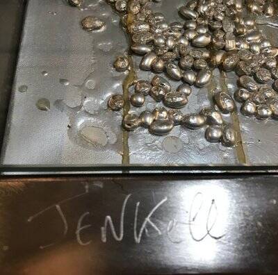 Rare Jenkell, also known as "Jenk" - Unique signed coffee table in metal, glass and inset canvas