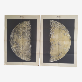 Duo of posters maps of the moon