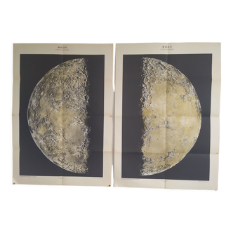 Duo of posters maps of the moon