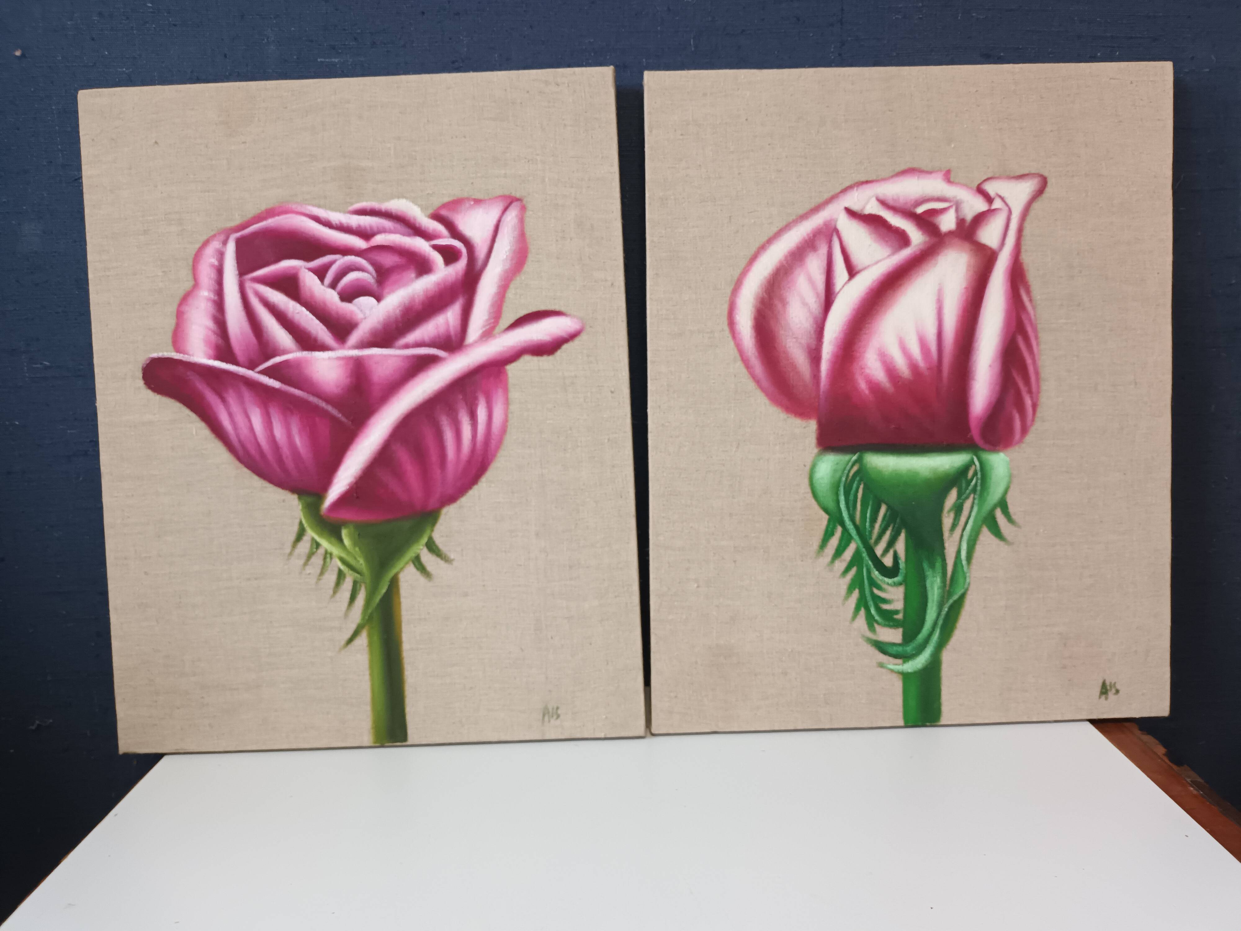 Pair of floral canvas