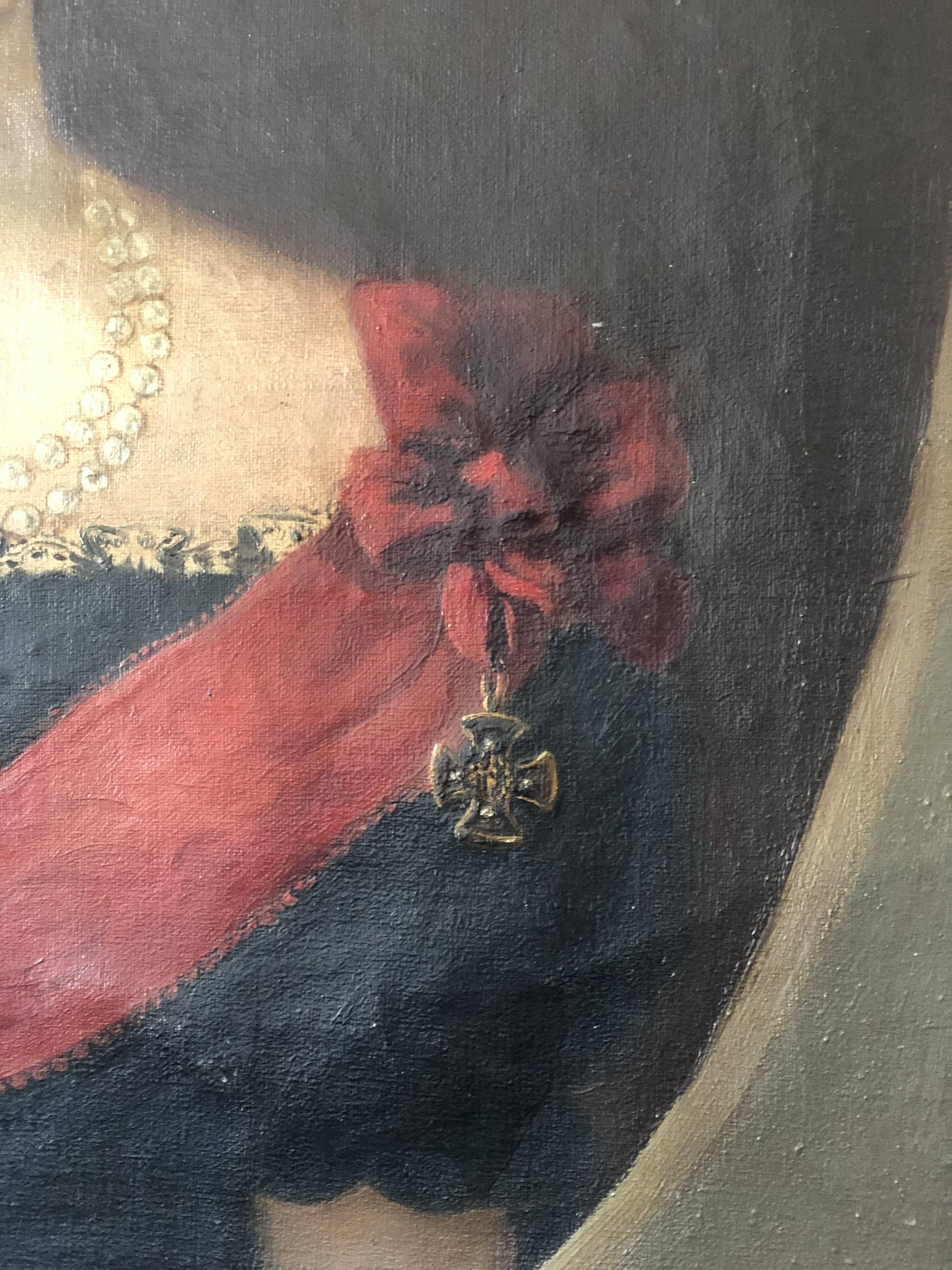 19th Century  Antique Vintage Large Original Portrait Painting of a German