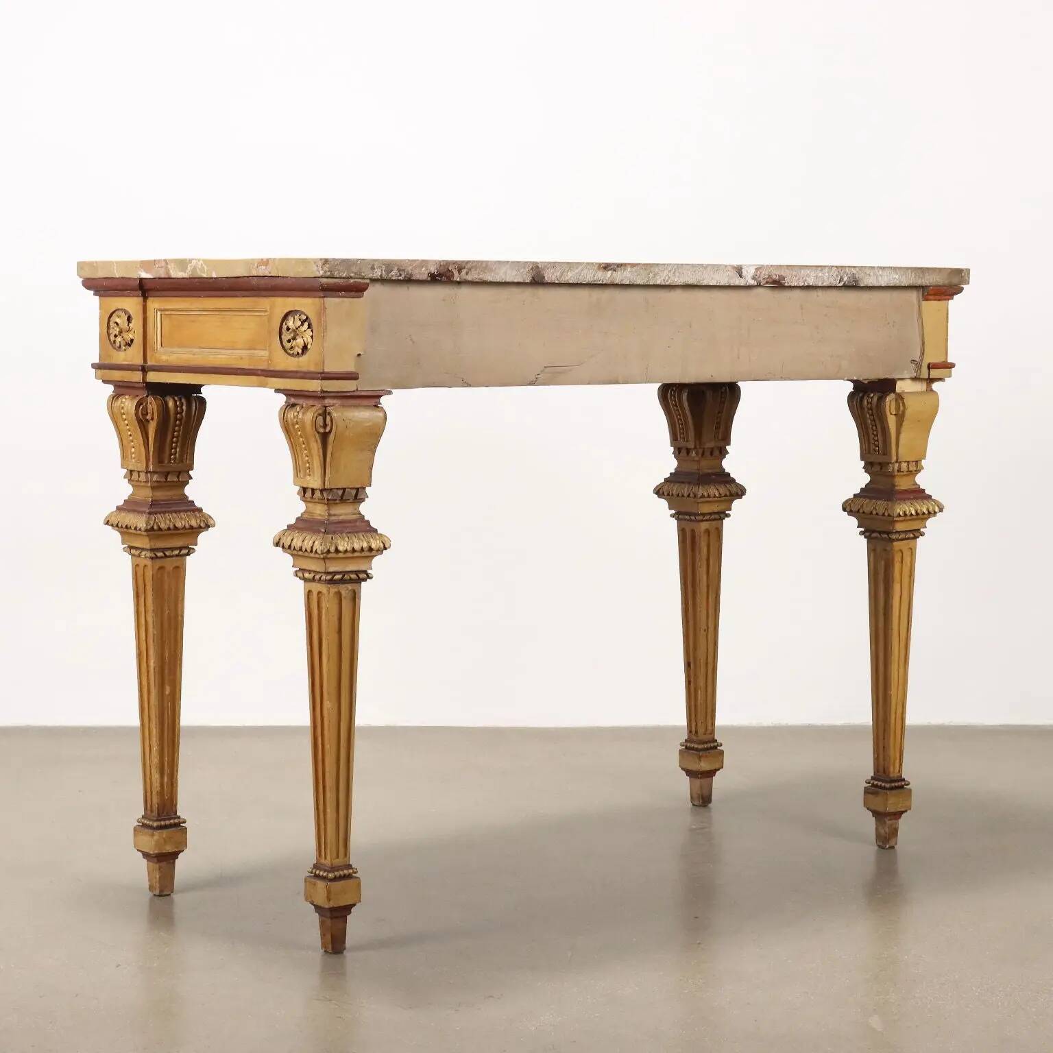 Console néoclassique ancienne en bois laqué, Italie, fin XIXe siècle