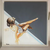Seated woman painting