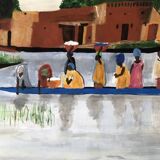 Gouache on paper "African Boat"