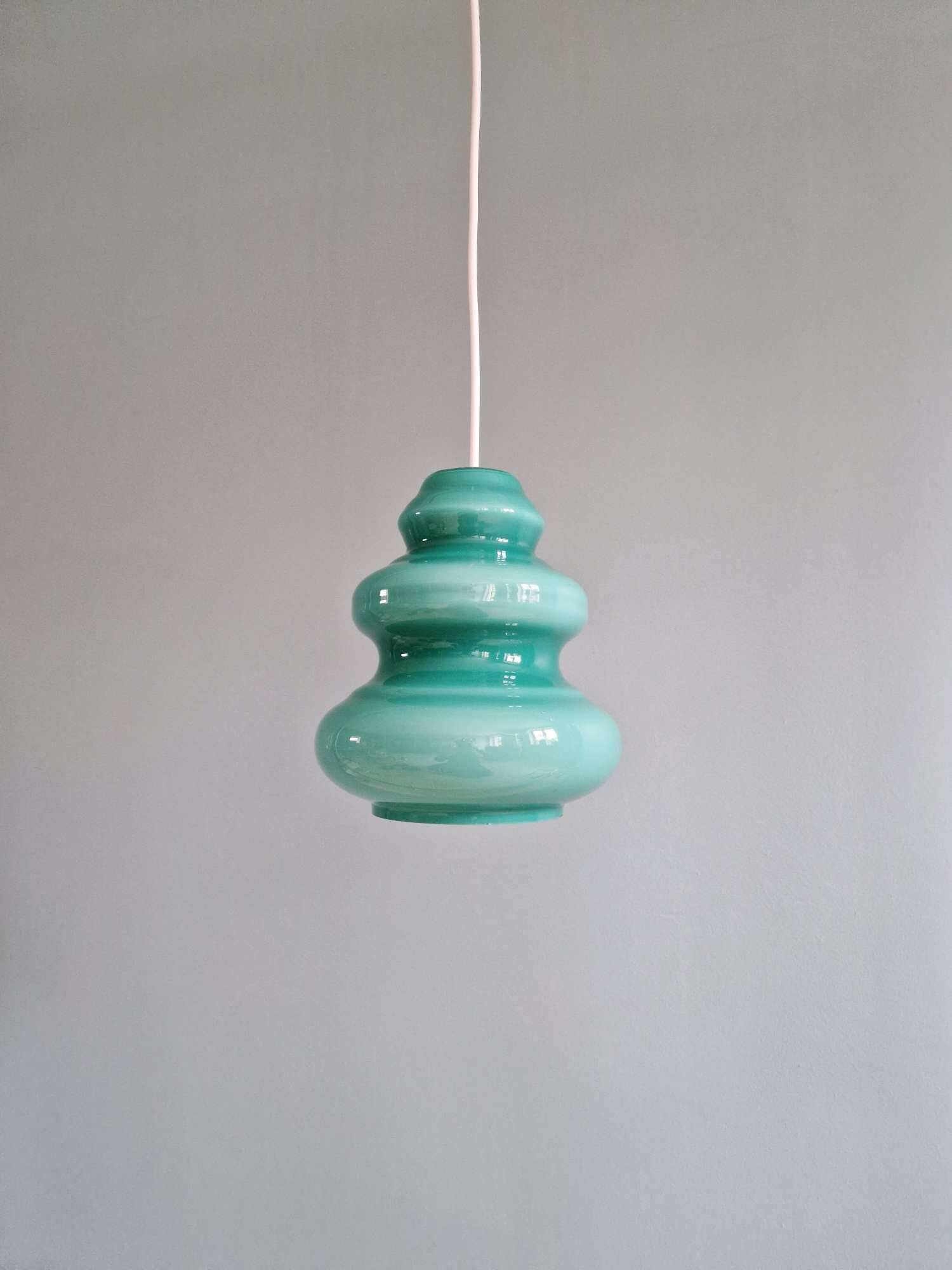 Suspension Space Age in blue-green opaline, 1960s