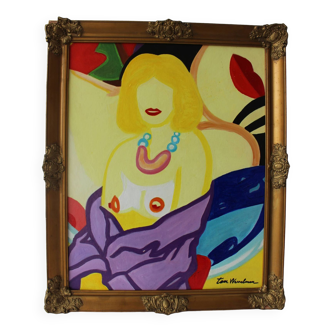 Peinture des années 1970 d’après Tom Wesselmann « Monica » Pop Art Oil Piainting