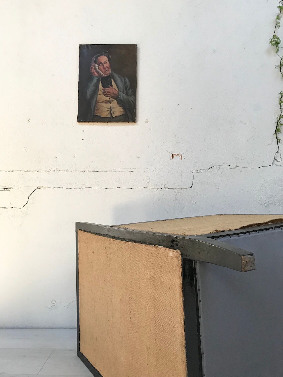 Pair of blackened wooden armchairs