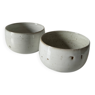 Two stoneware bowls Atelier Hurtault Puisaye Burgundy