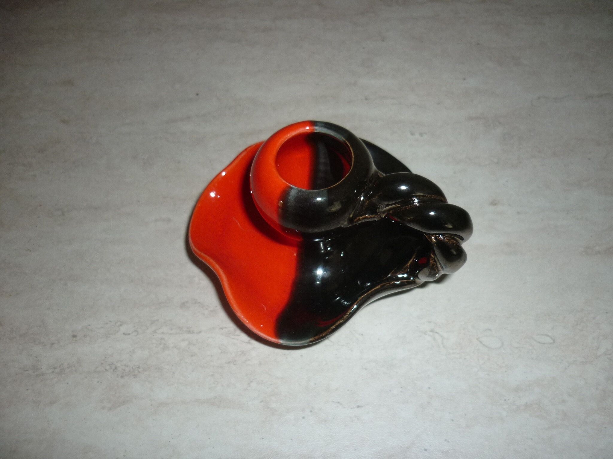 Red and black Vallauris candle holder