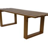 Vintage Scandinavian modern pinewood slatted bench from the 1960's