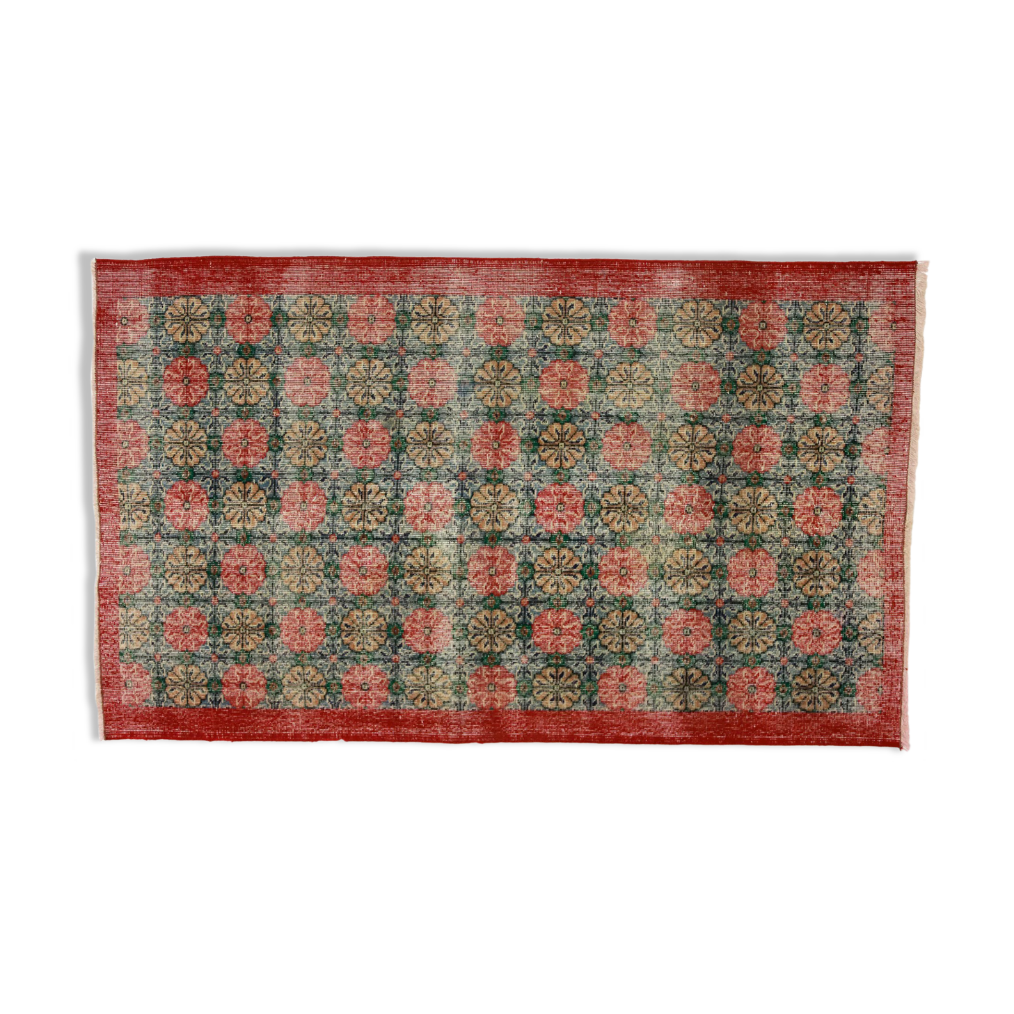 Anatolian handmade vintage rug 212 cm x 124 cm