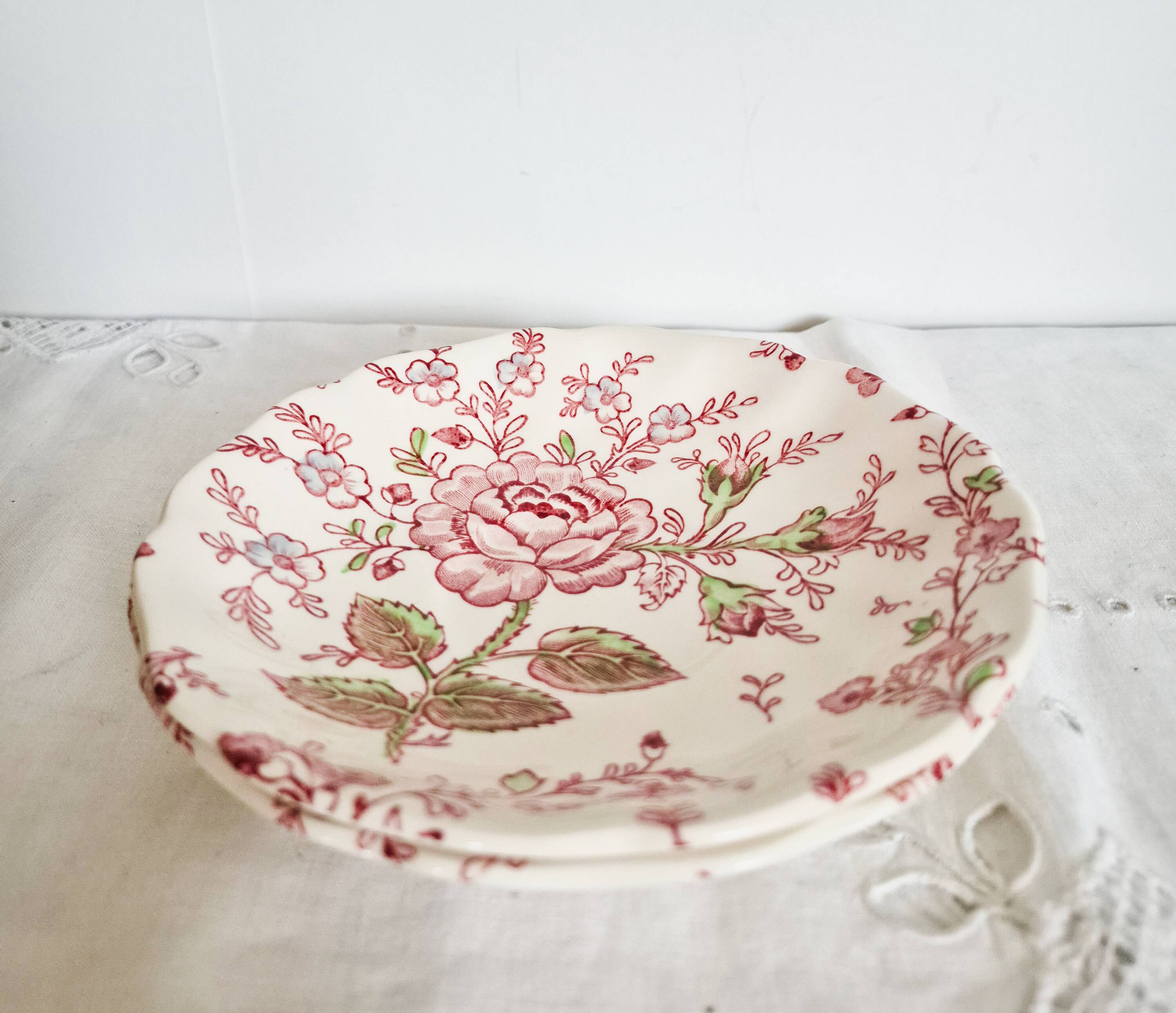 2 saucers or underplates Rose Chintz Johnson Bros