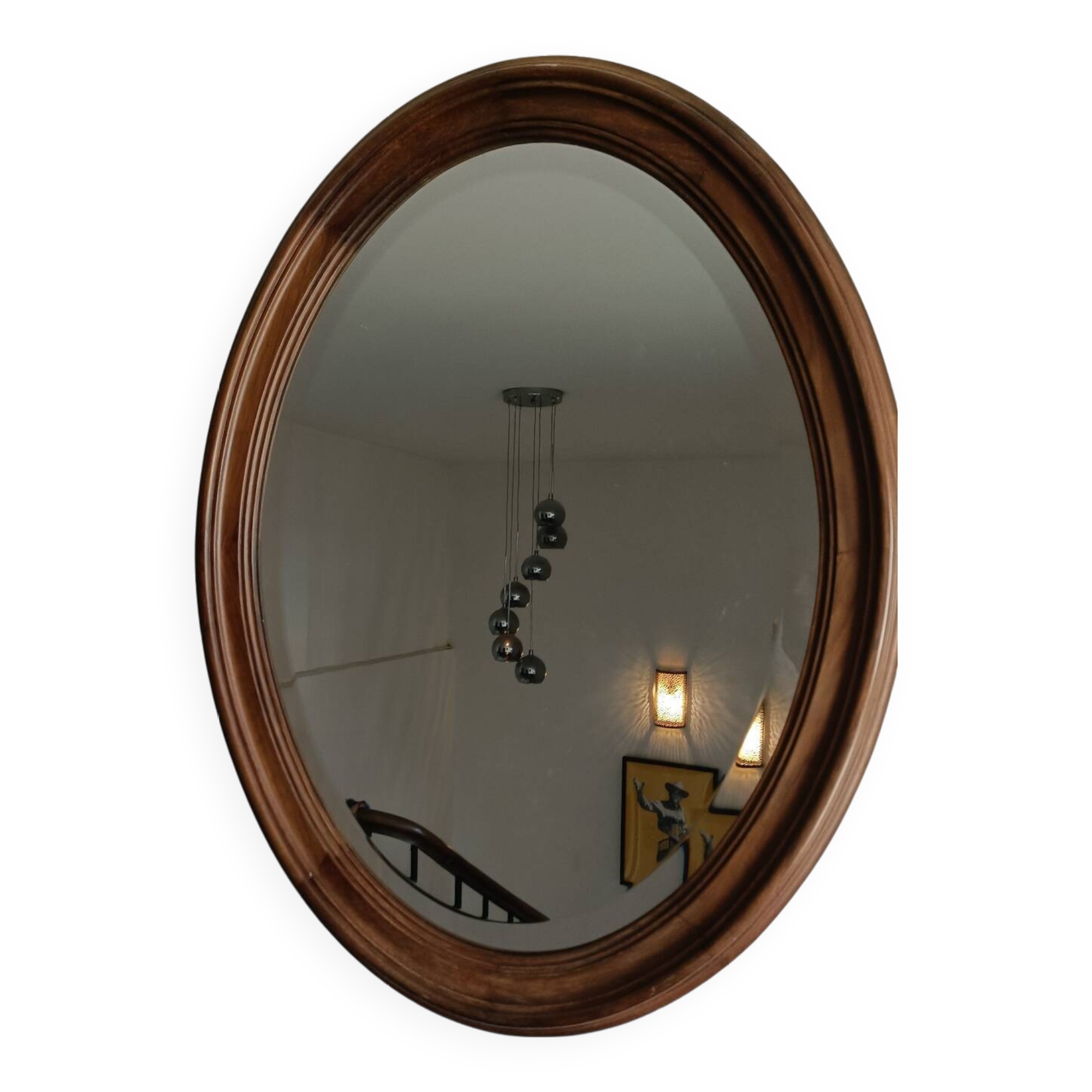 Antique oval beveled mirror