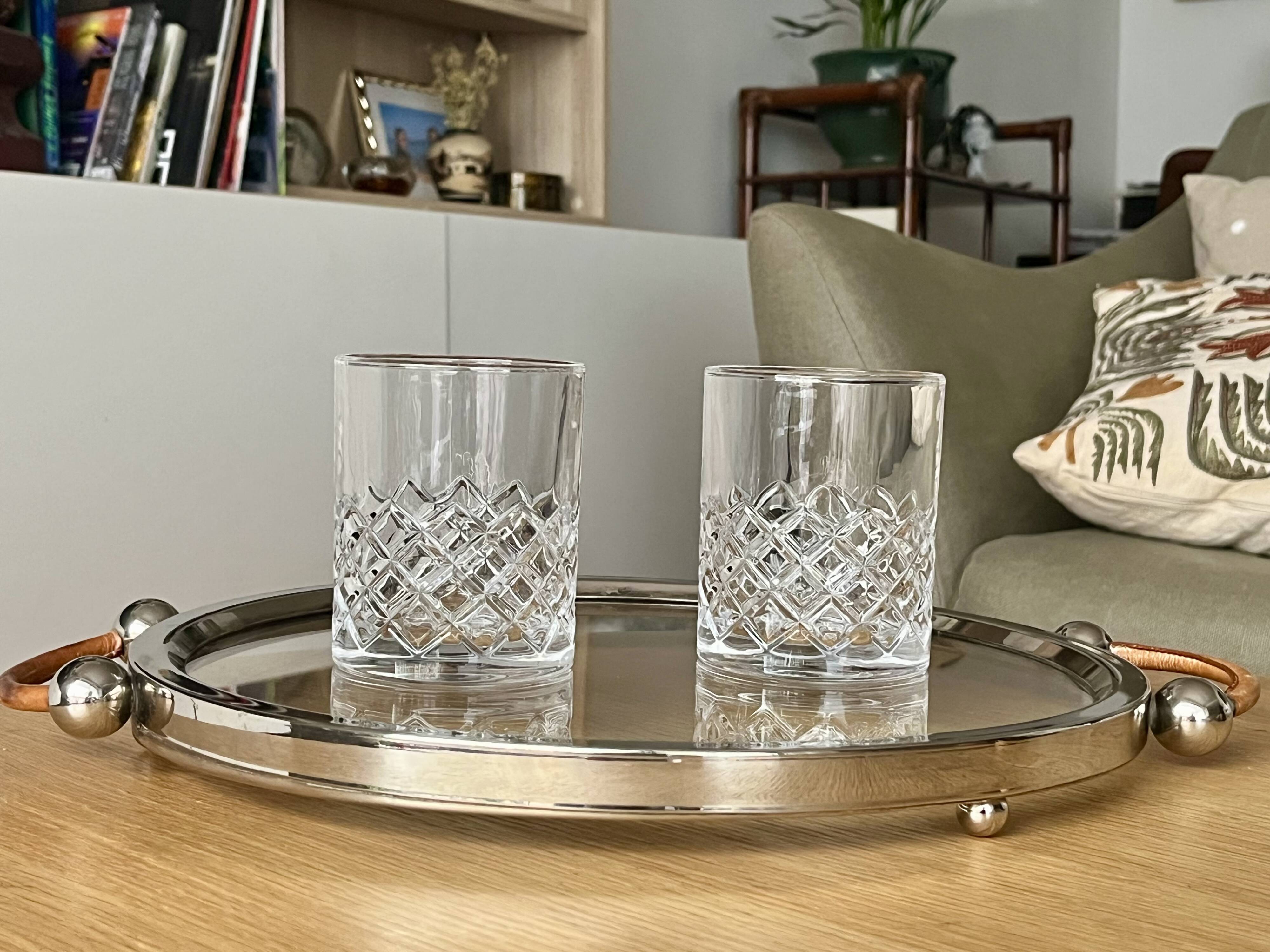 Art Deco tray - Leather & Stainless steel - Very good condition