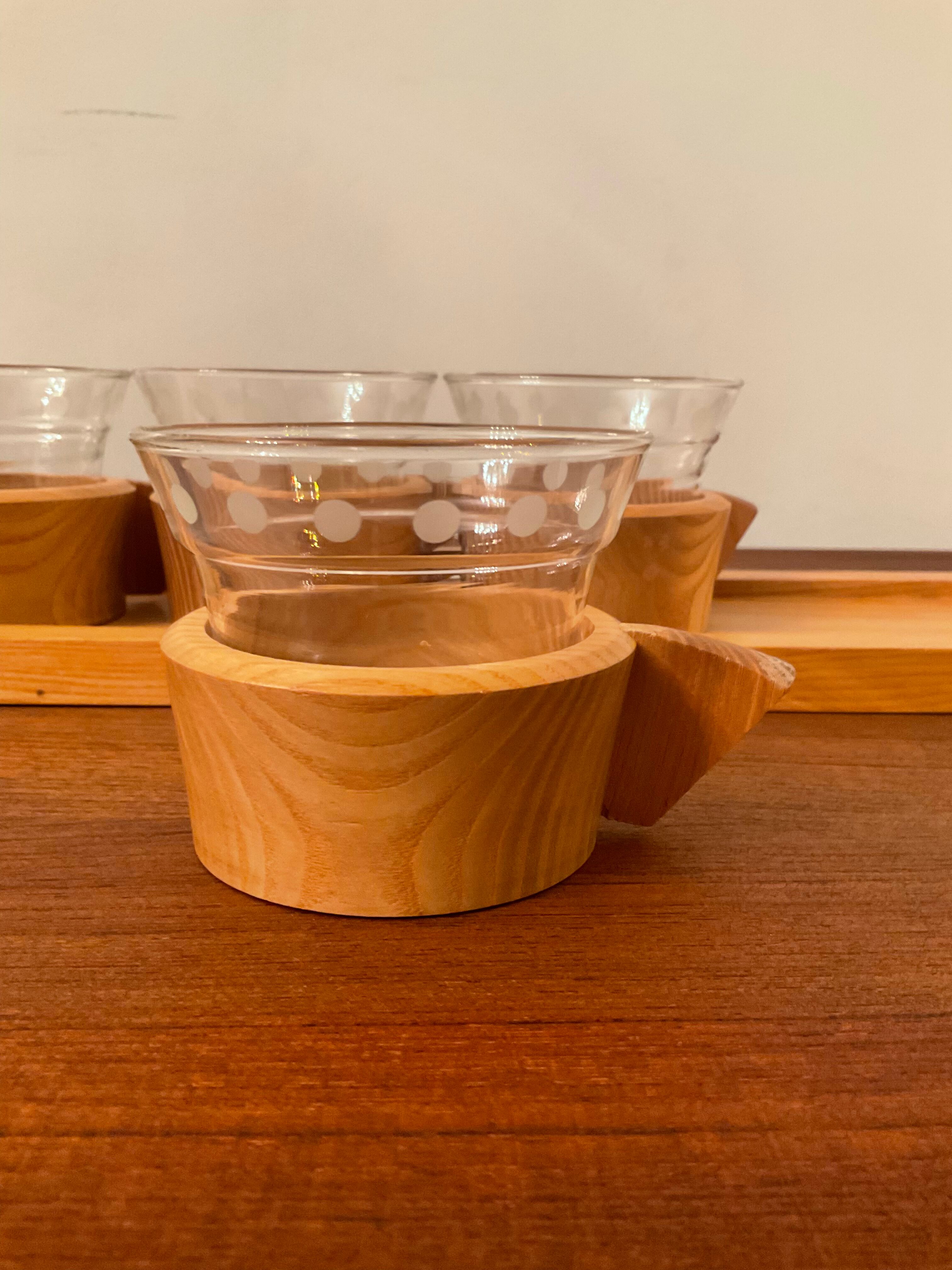 Service à café scandinave des années 70 en bois