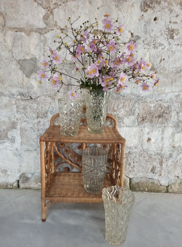 Four bohemian crystal vases