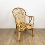 60s adult bamboo and rattan armchair