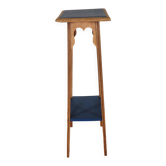 Deep Blue Wood Side Table with 2 Shelves Renovated