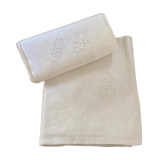 Damask cotton tea towels monogram LP.