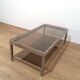 Coffee Table with Double Top in Brushed Steel and Brass, Guy Lefèvre for Ma