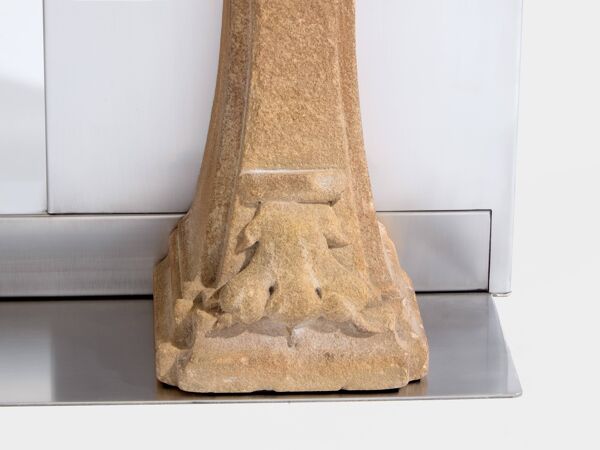 Manteau de cheminée Maison Jansen acier brossé pierre de taille 1968