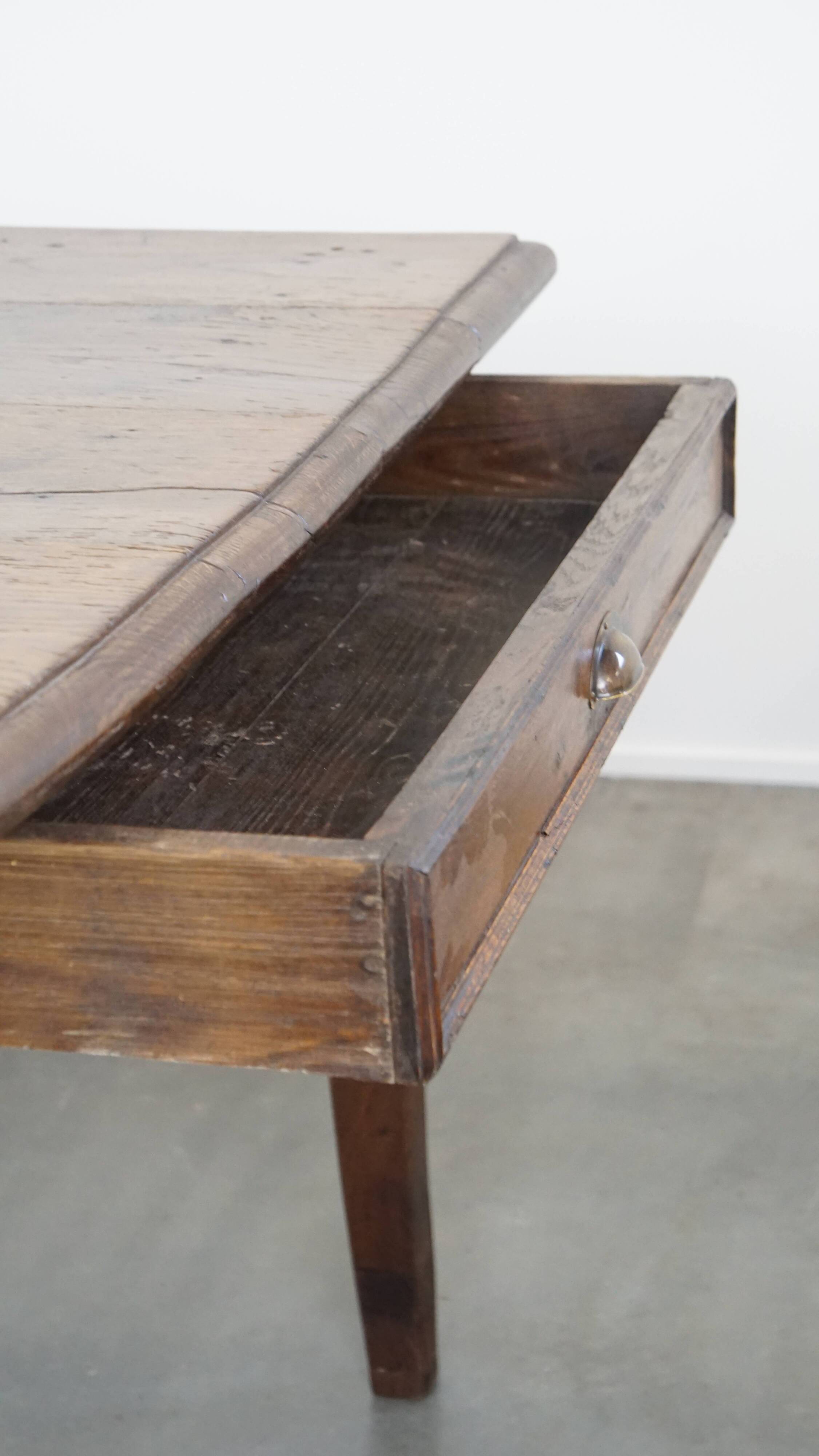 Antique French Oak Dining Table from the Early 19th Century with 2 Drawers