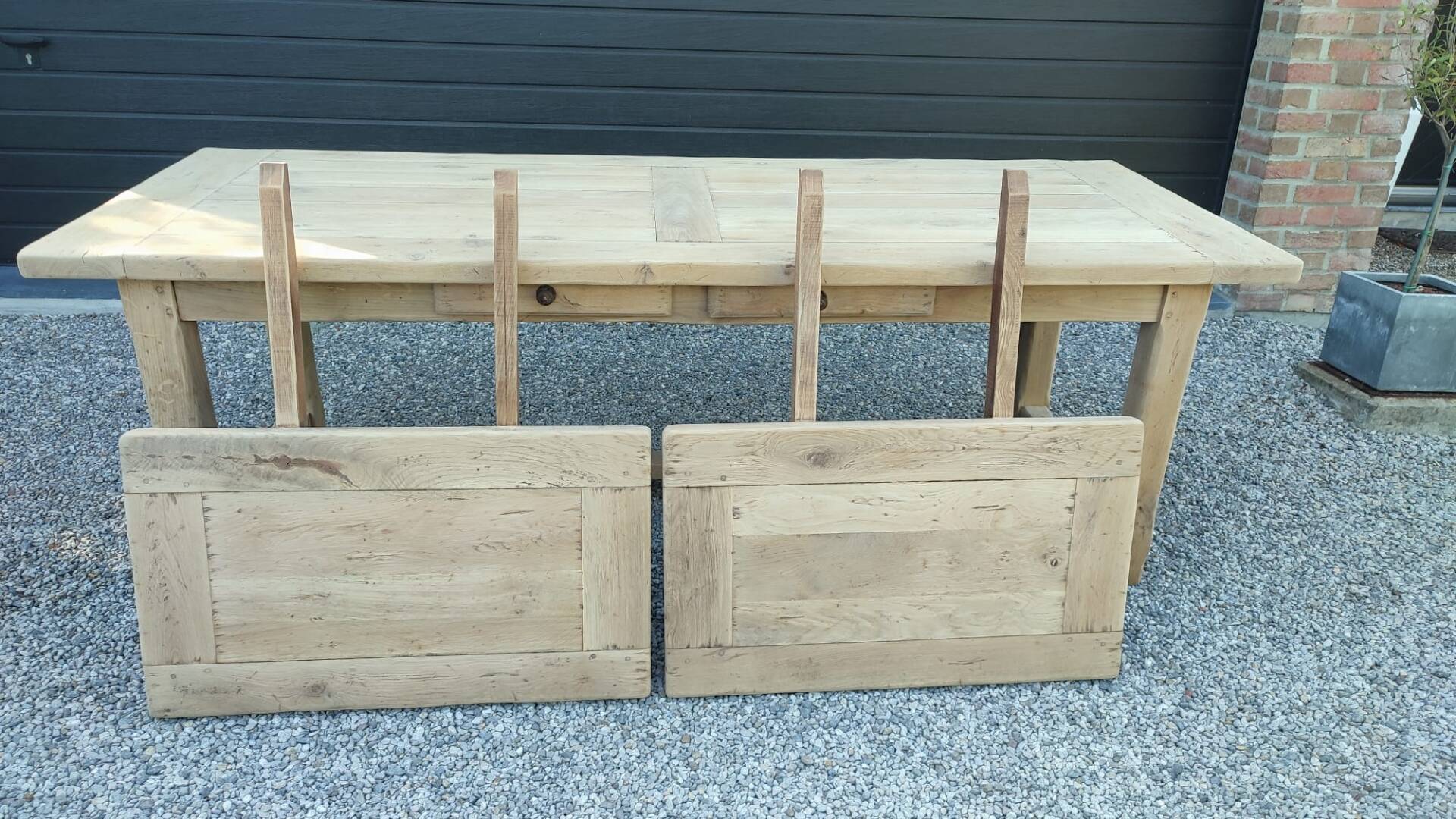 Table de ferme 3m20 chêne massif 2 rallonges