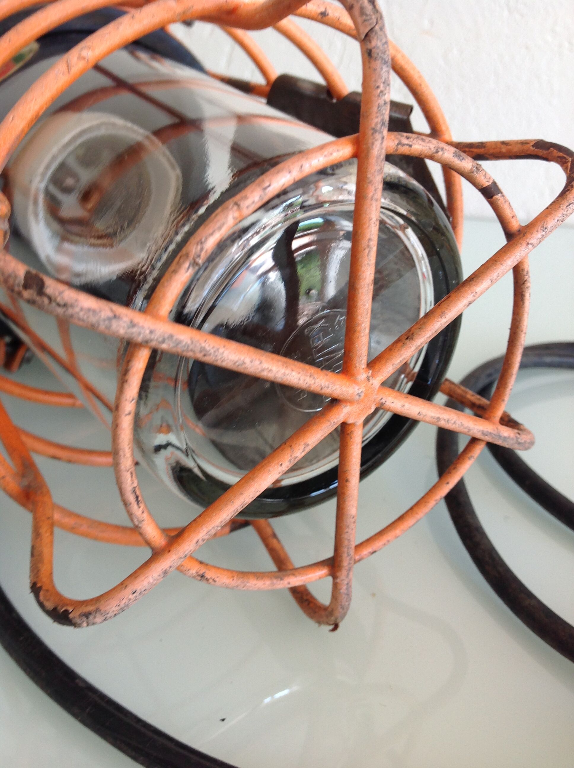 Vintage orange atrow workshop light with duralex glass