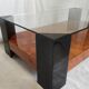Table basse en placage de loupe d'orme circa 1980