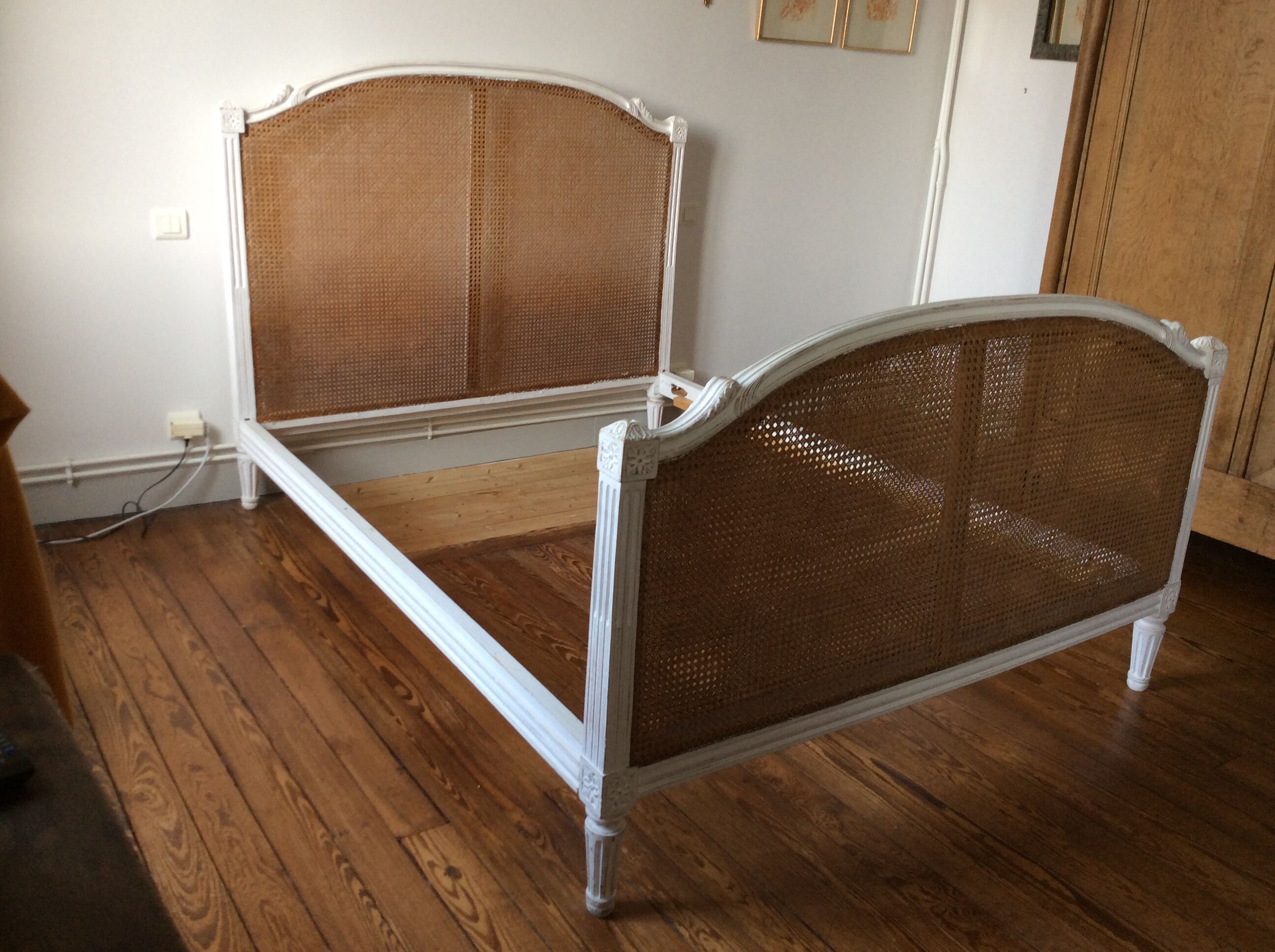 Louis XVI style antique bed double canage 2 people