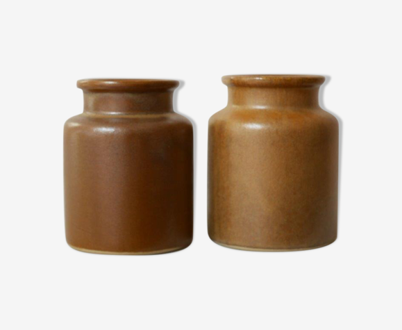 Lot de 2 pots à moutarde marron