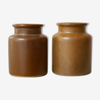 Set of 2 brown mustard jars