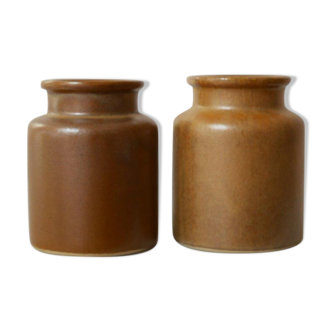 Set of 2 brown mustard jars