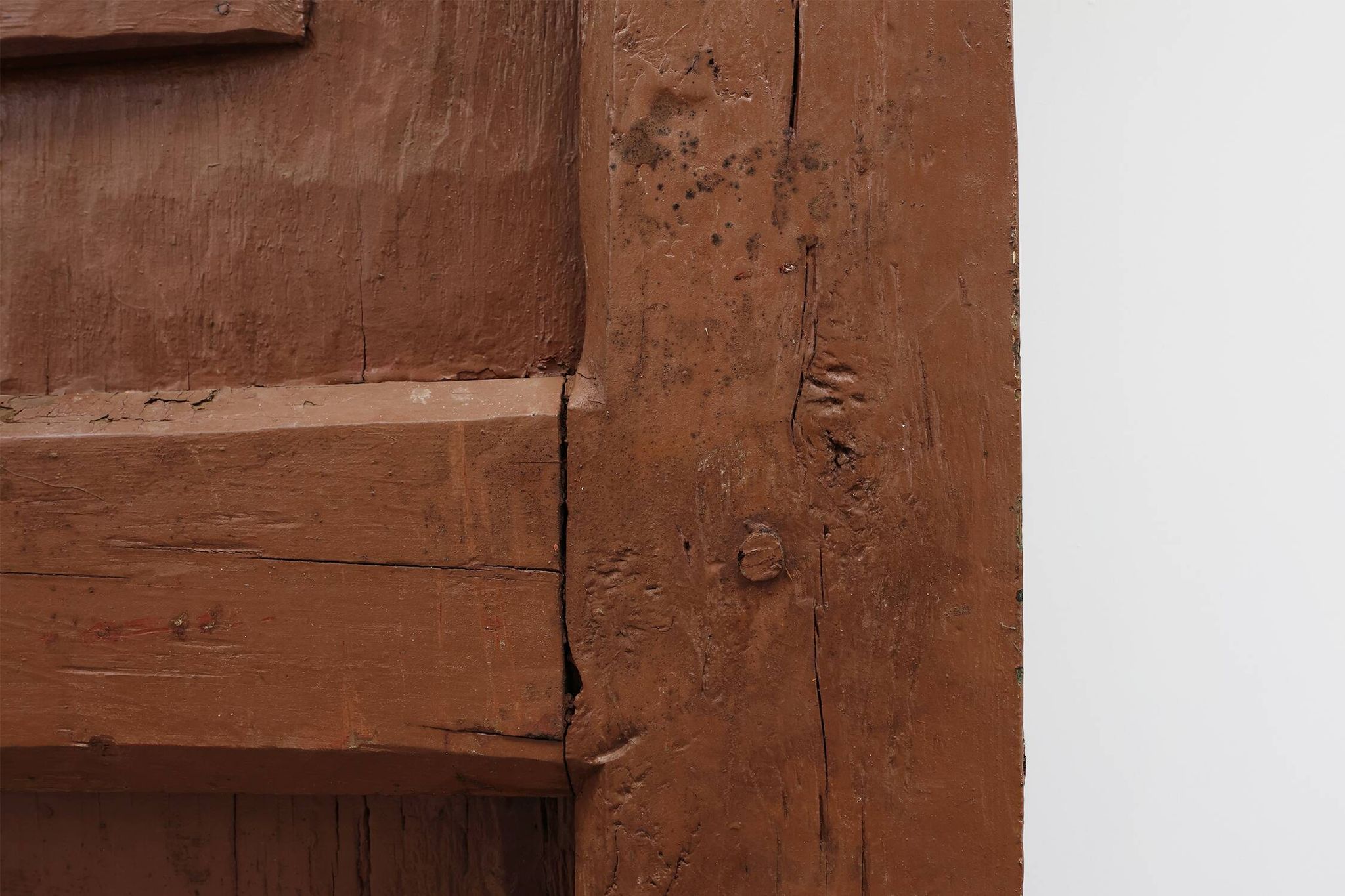 Large 17th century Monastery doors in terracotta lacquered oak, Portugal