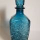 Vintage blue glass whiskey decanter