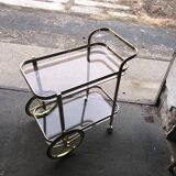 French brass two tier bar cart, 1960s