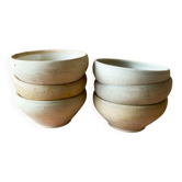6 Small Antique Glazed Stoneware Bowls in Digoin Style