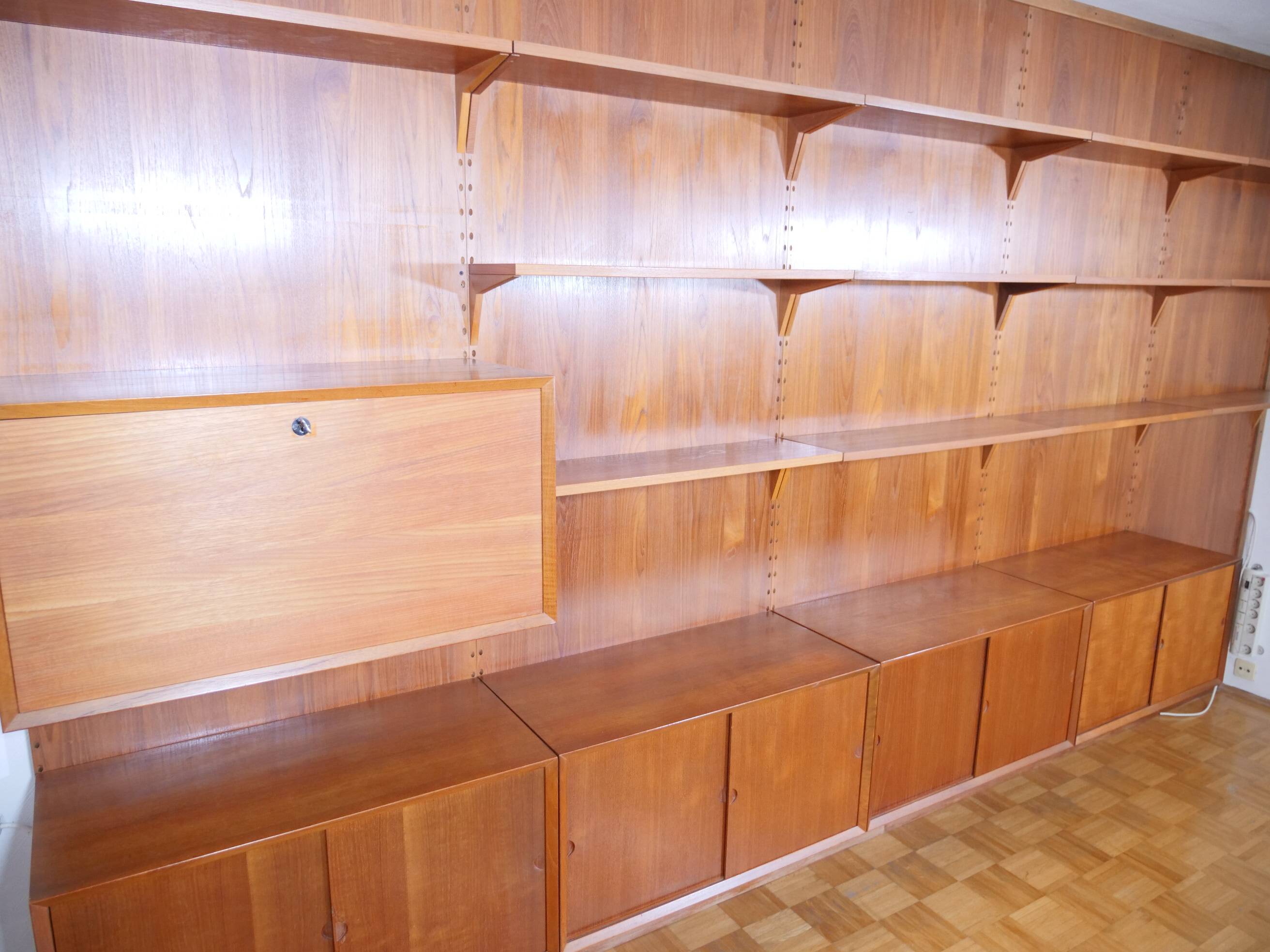 Modular teak shelving system by Poul Cadovius for Cado, 23 Set, 1960s