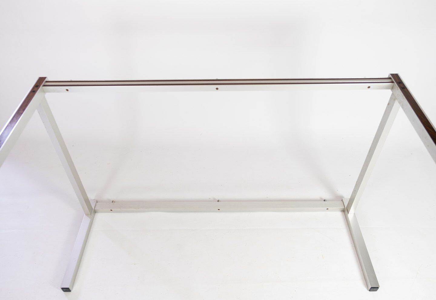 Coffee table with black slate plate and frame in rosewood and metal, of danish design from the 1970s