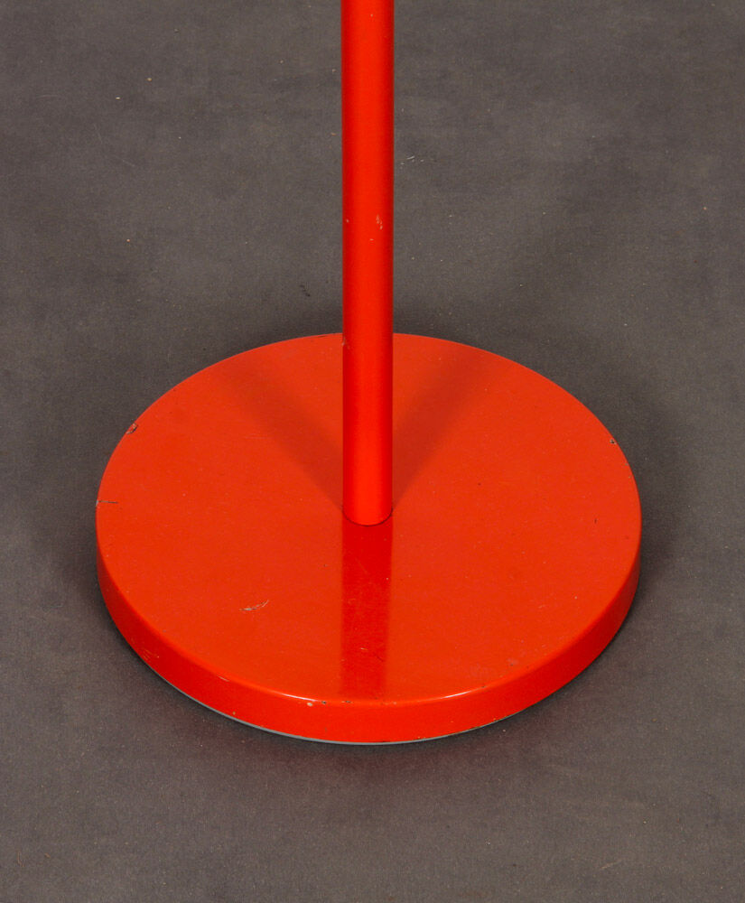 Orange metal floor lamp published by napako around 1970