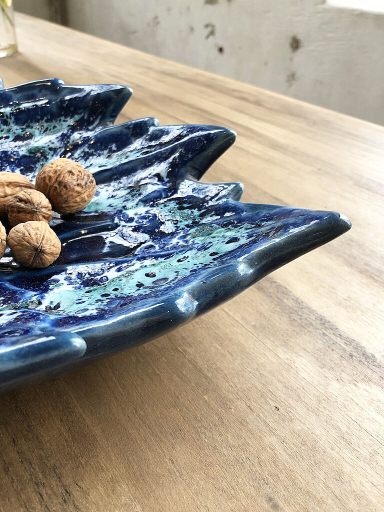 Vallauris blue ceramic sheet dish