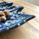 Plat feuille céramique bleue Vallauris