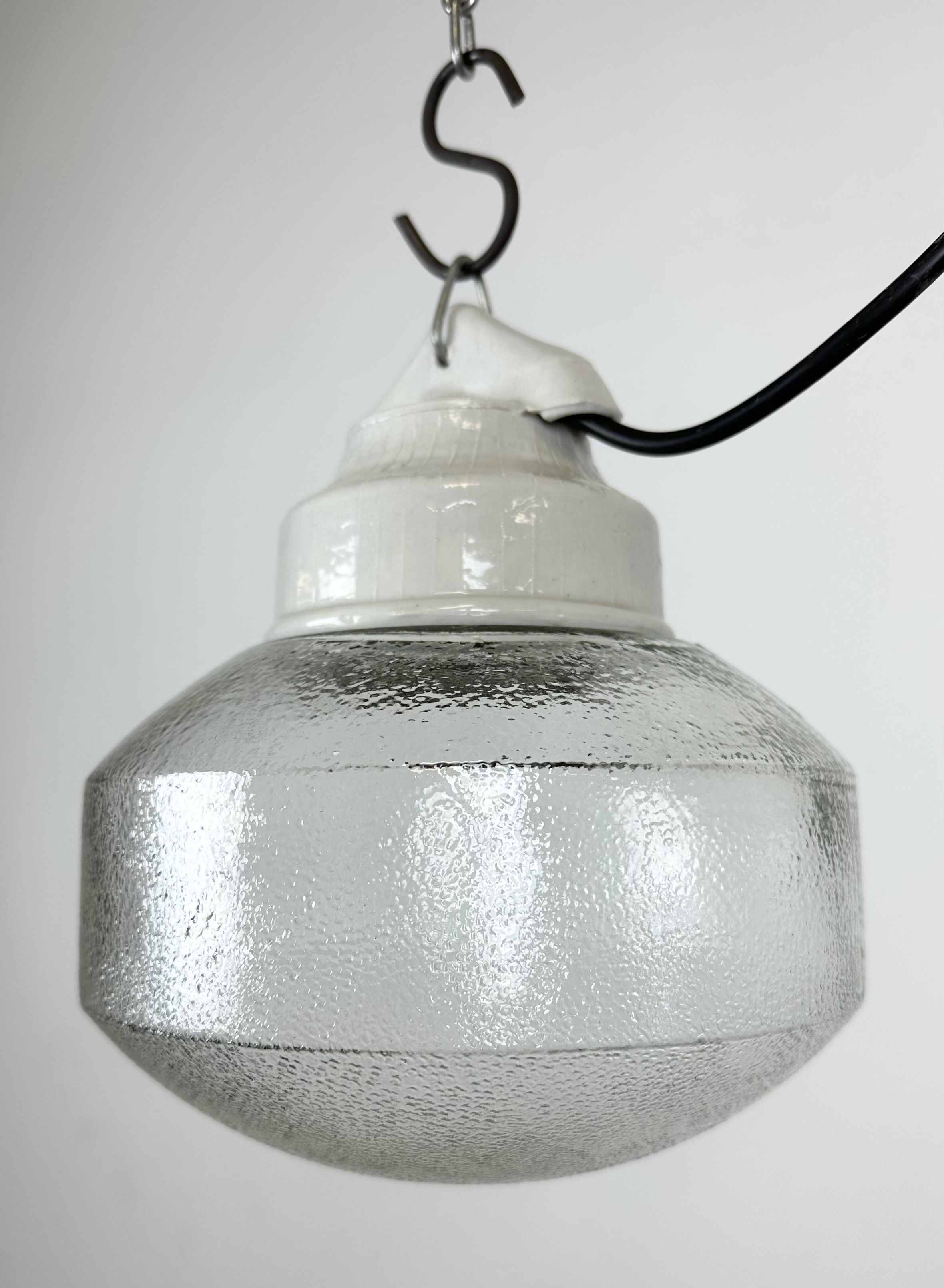 Vintage white porcelain pendant light, 1970s