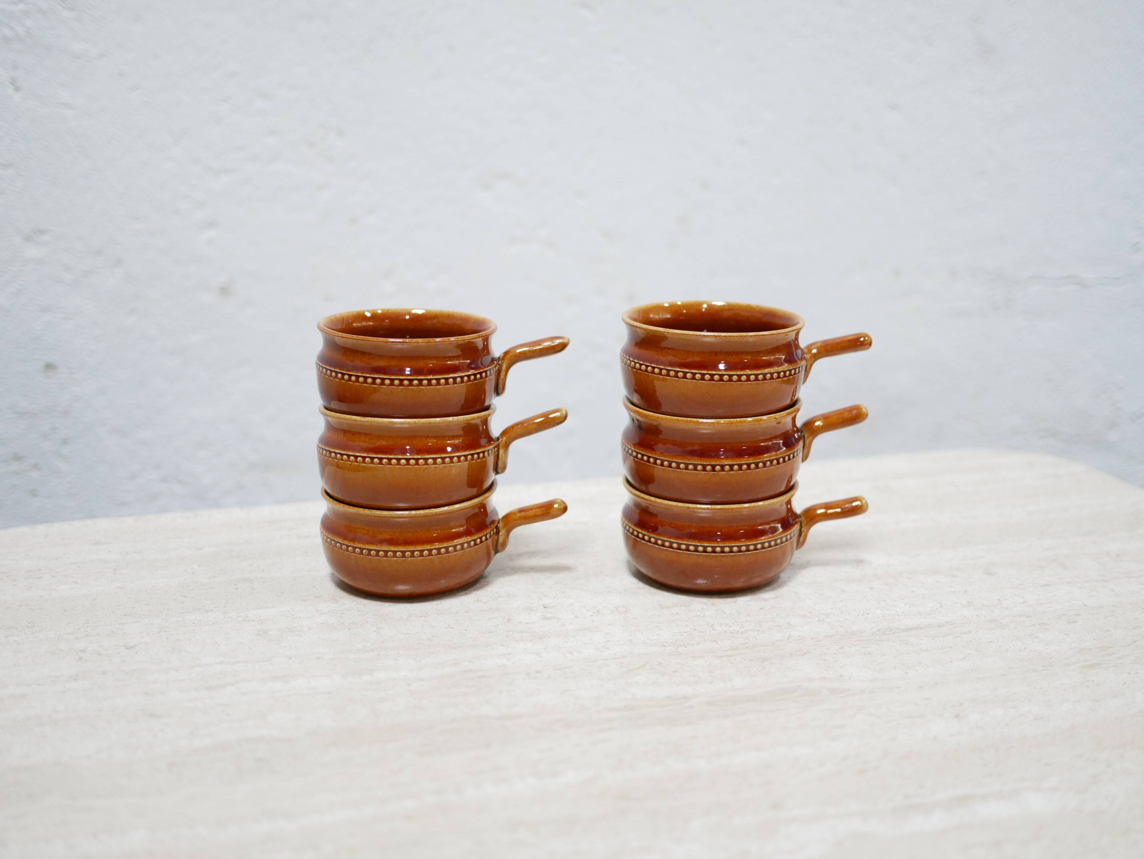 Series of 6 vintage Scandinavian ceramic cups by Höganäs Keramik