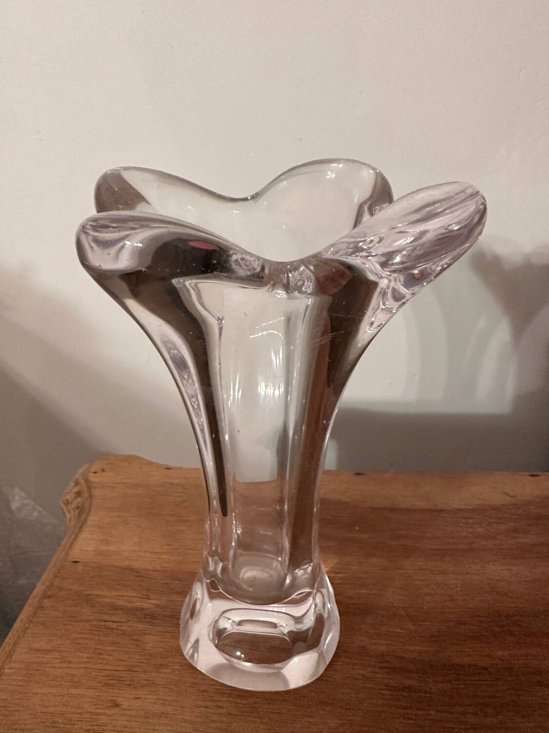 Small corolla vase in crystal from Vannes art-deco period - h 18.5 cm