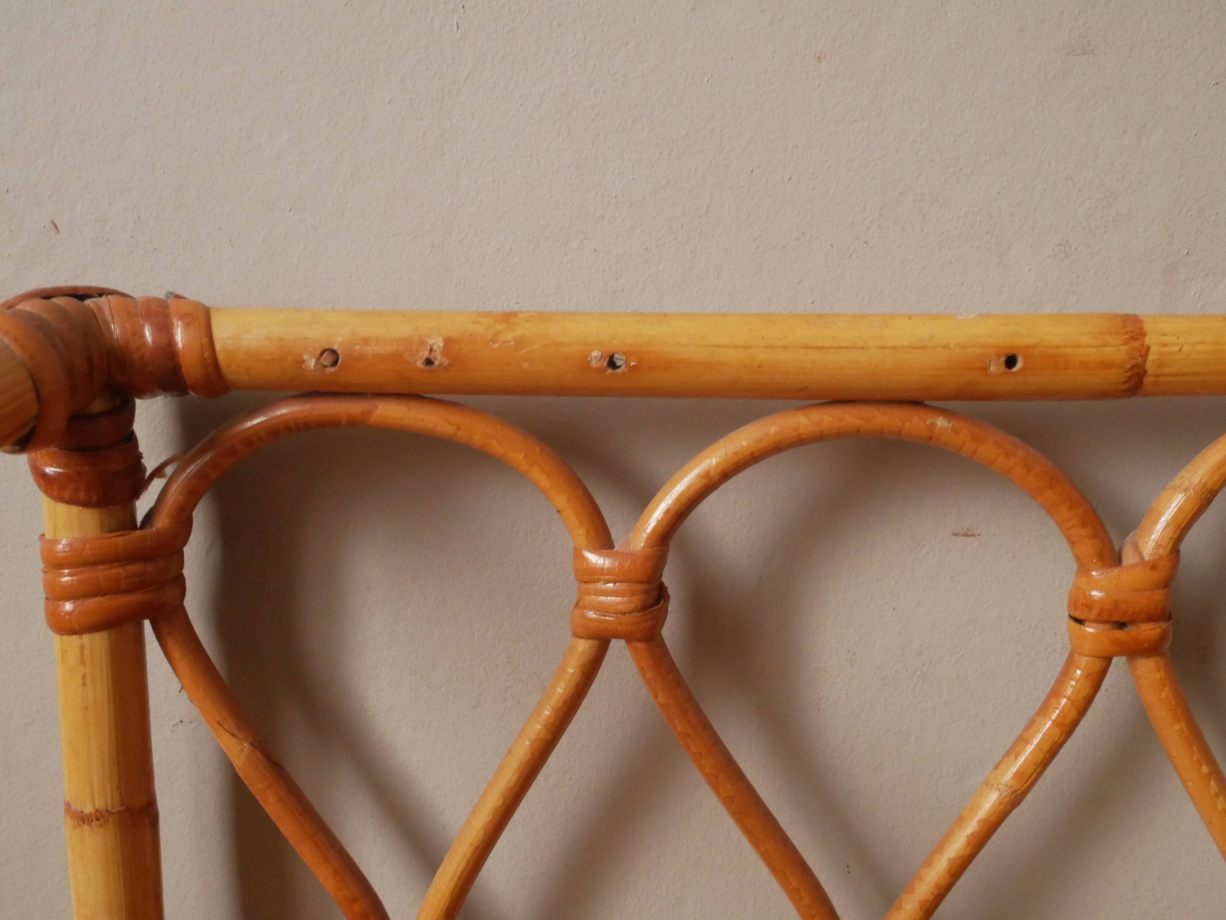 Vintage bamboo wicker rattan shelf unit with Scandinavian country style design for children