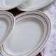 6 vintage dessert plates Céranord Saint-Amand red blue yellow stripes