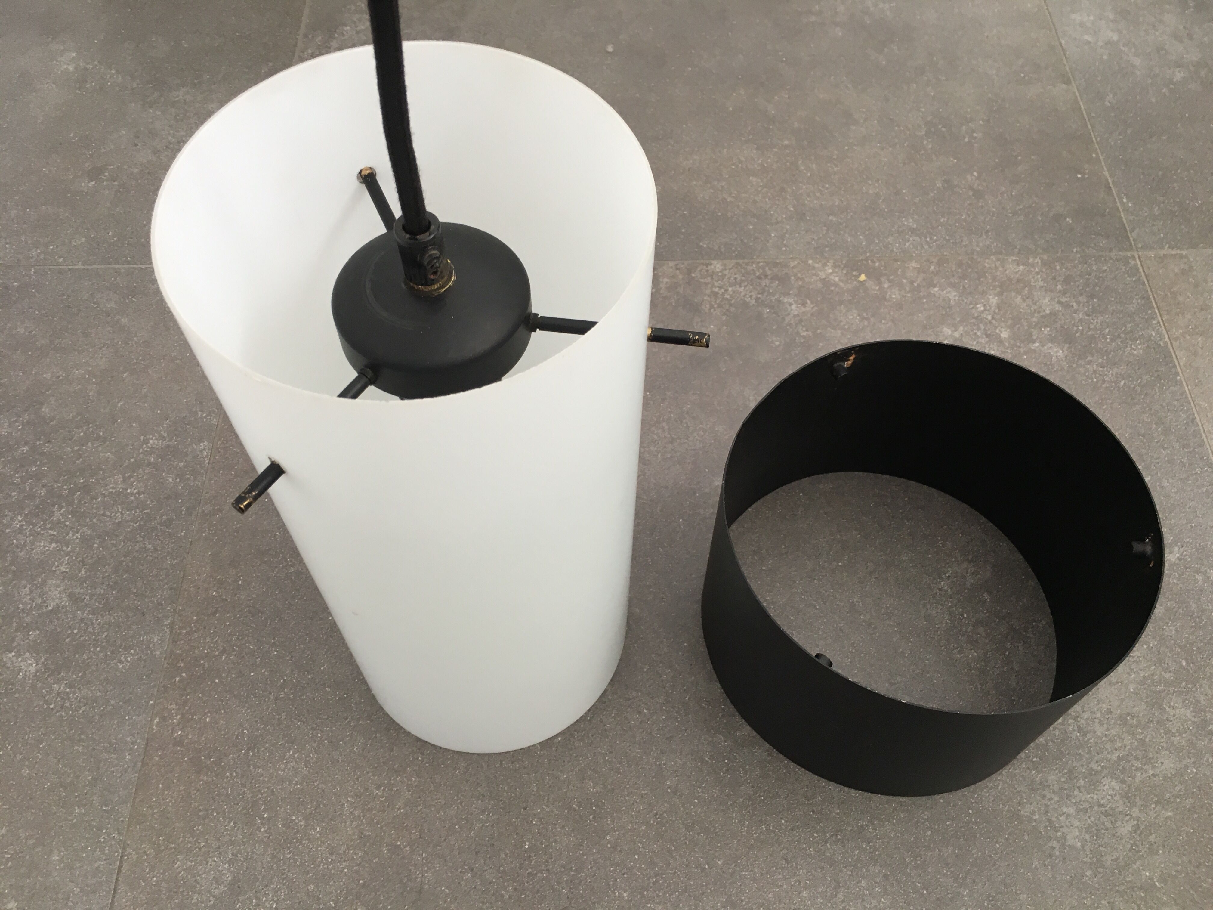 Scandinavian suspension opaline metal 1960s