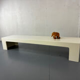 Space Age Modernist White Long Bench, Coffee Table 1970s