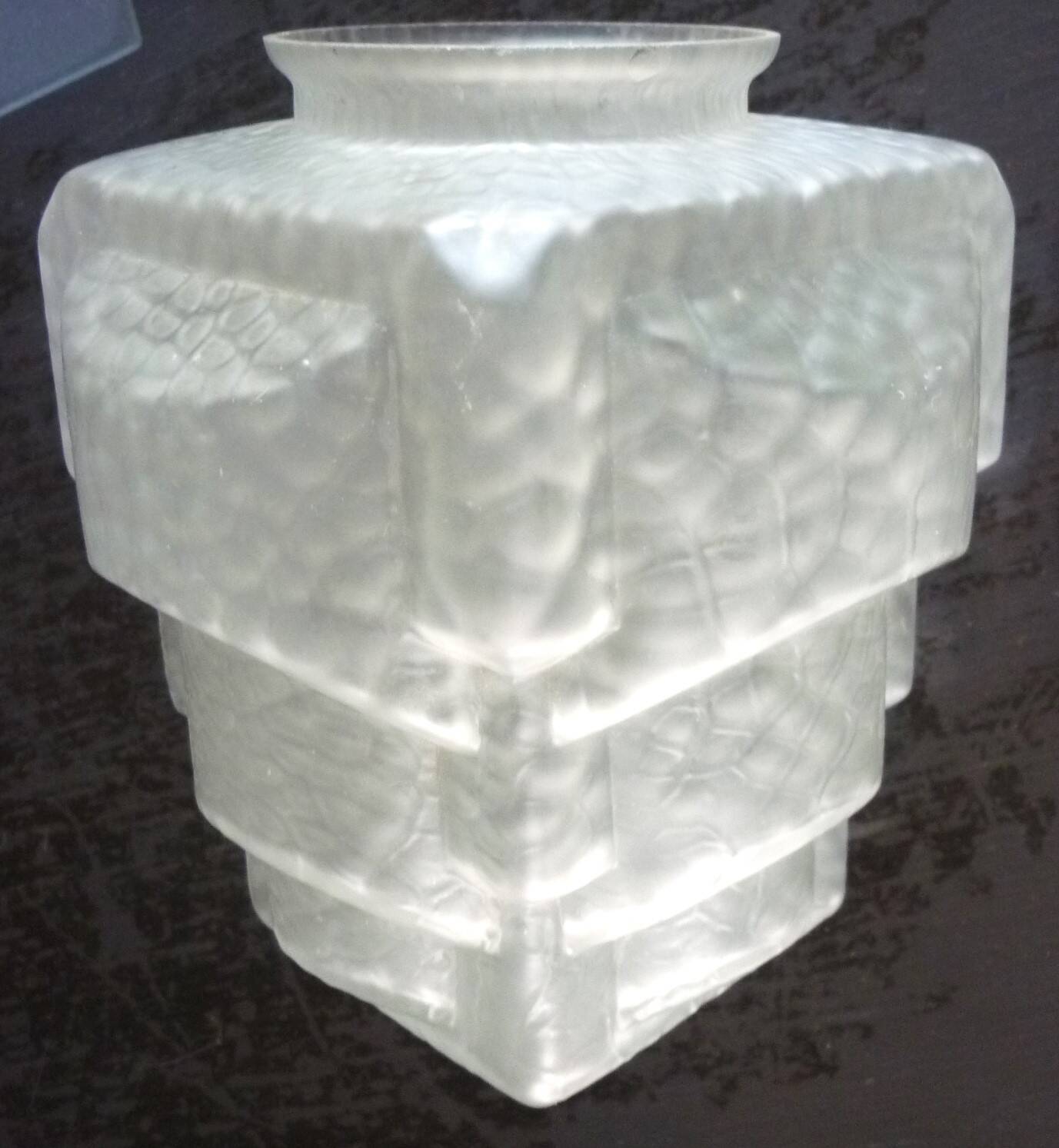 Art deco pendant lamp, frosted glass globe, skyscraper, building